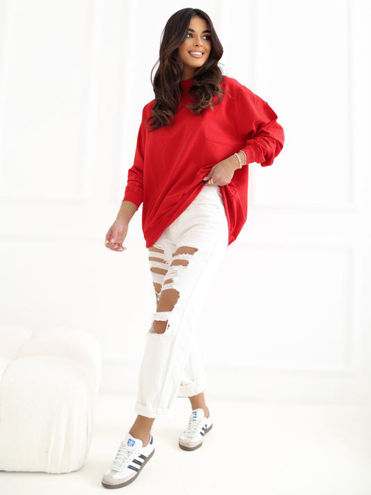 Czerwona bawełniana bluza basic