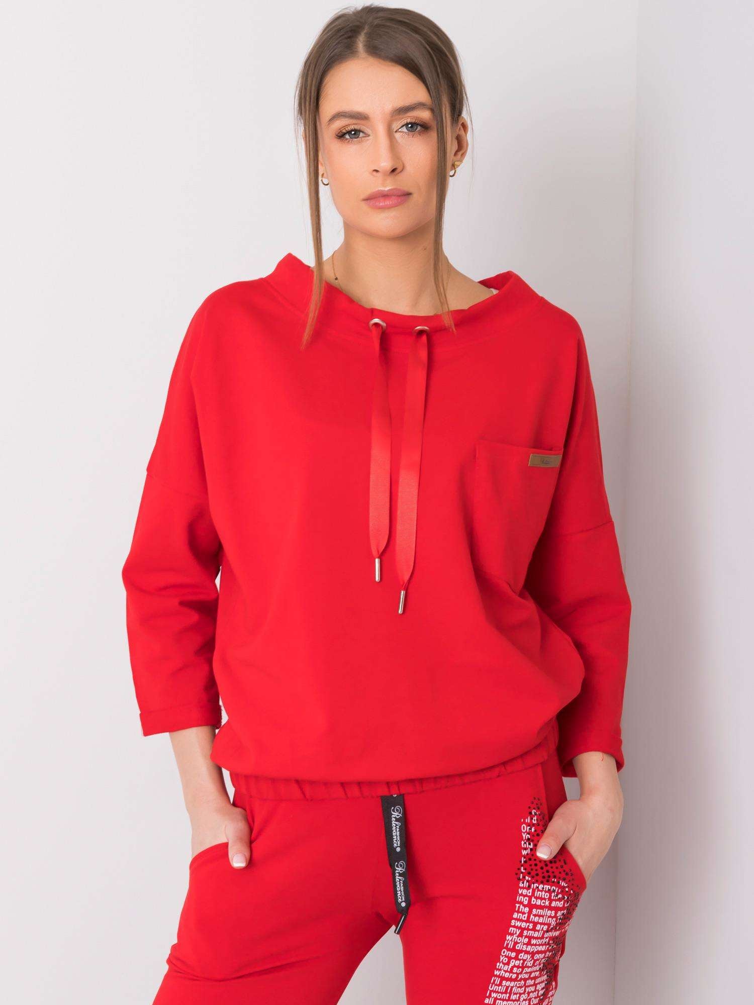 Czerwona bluza bawełniana oversize