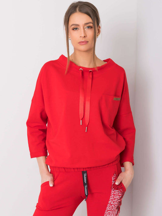 Czerwona bluza bawełniana oversize