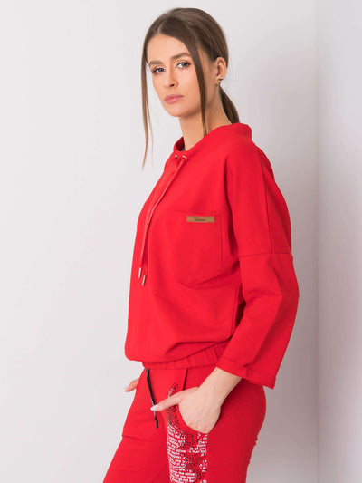 Czerwona bluza bawełniana oversize