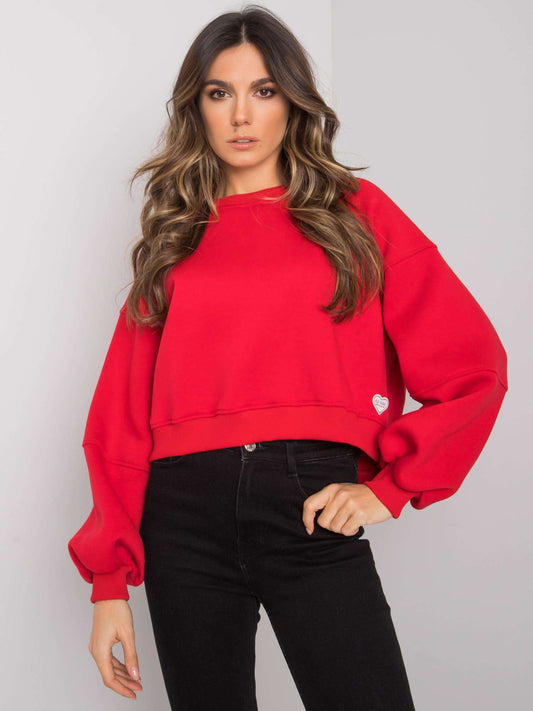 RUE PARIS Czerwona bluza bez kaptura