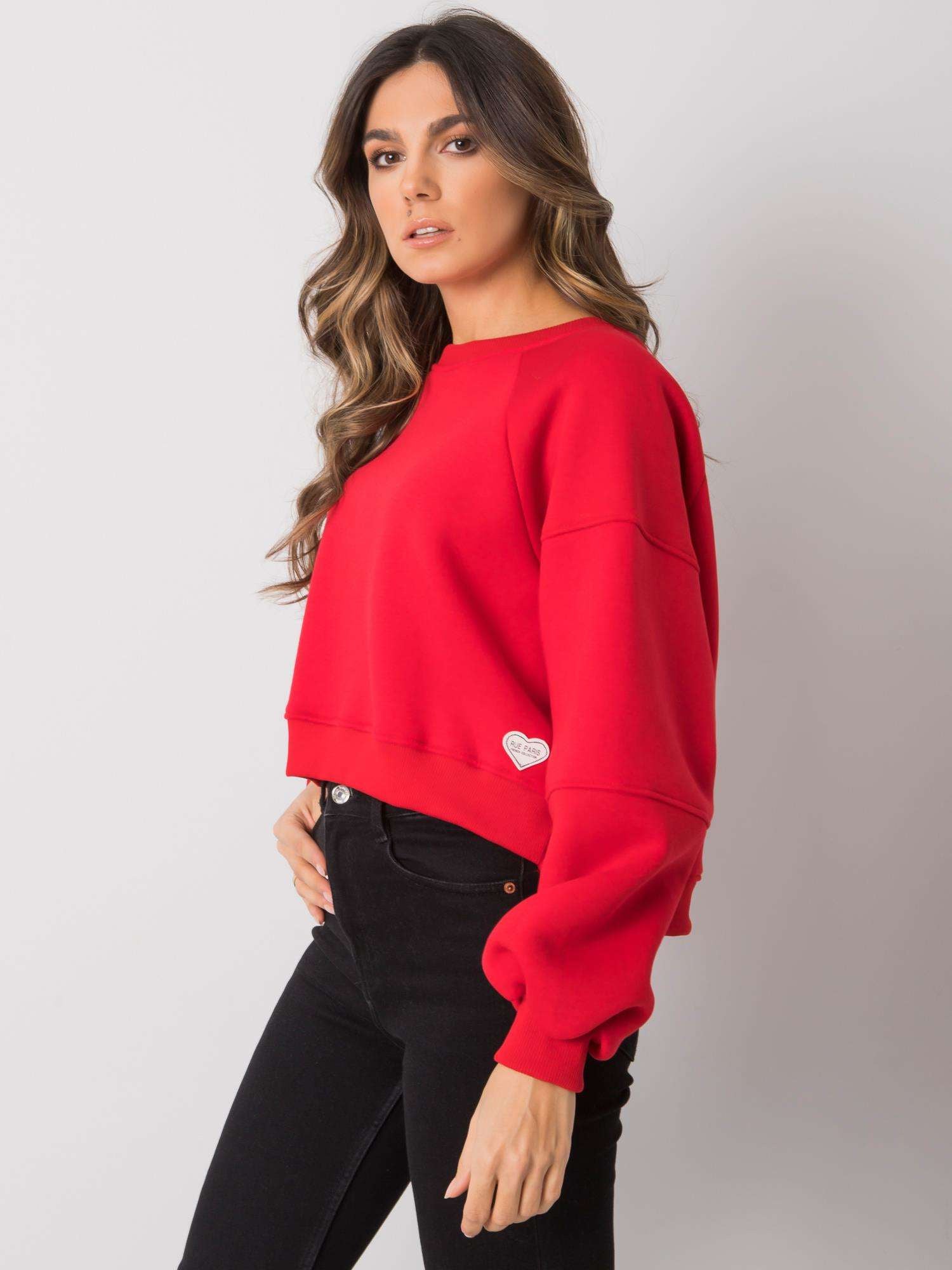 RUE PARIS Czerwona bluza bez kaptura