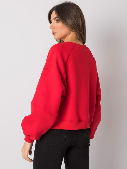 RUE PARIS Czerwona bluza bez kaptura