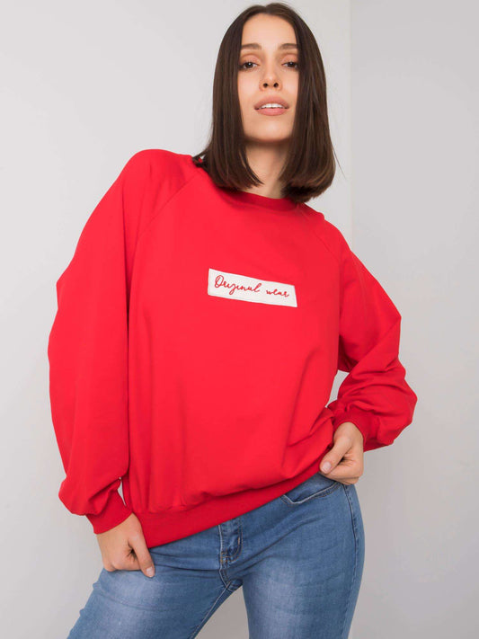 Czerwona bawełniana bluza plus size