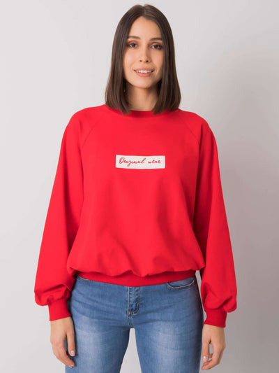 Czerwona bawełniana bluza plus size