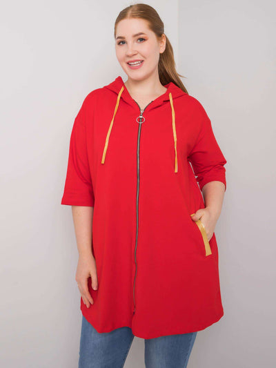 Czerwona damska bluza plus size rozpinana