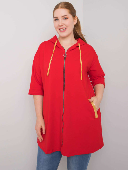 Czerwona damska bluza plus size rozpinana