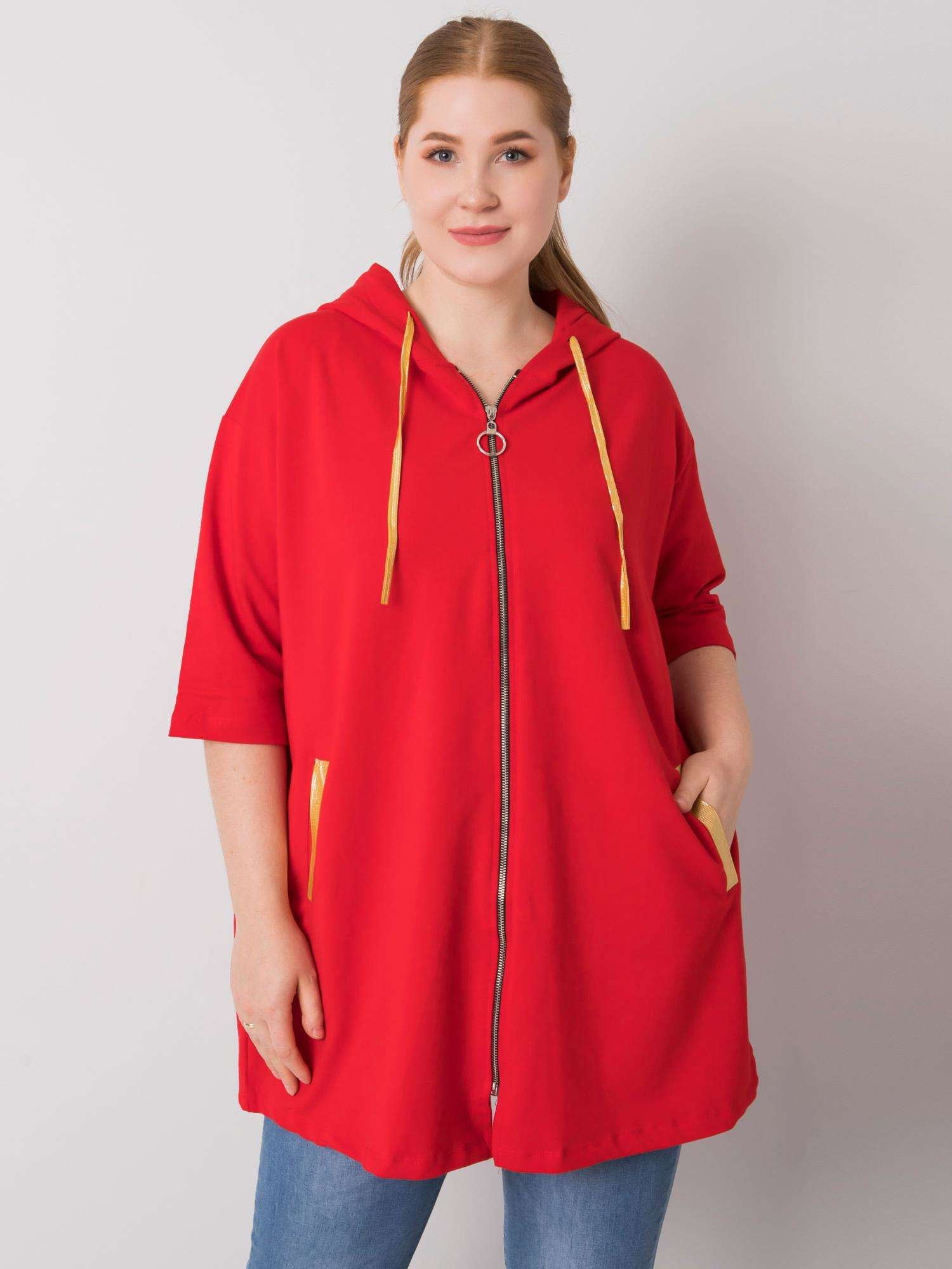 Czerwona damska bluza plus size rozpinana