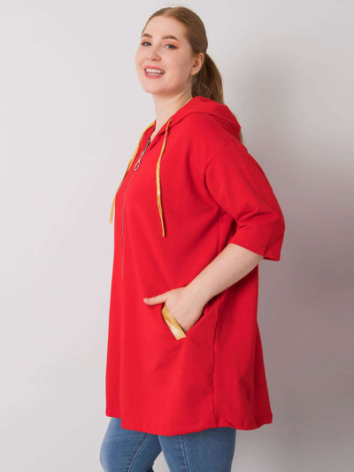 Czerwona damska bluza plus size rozpinana