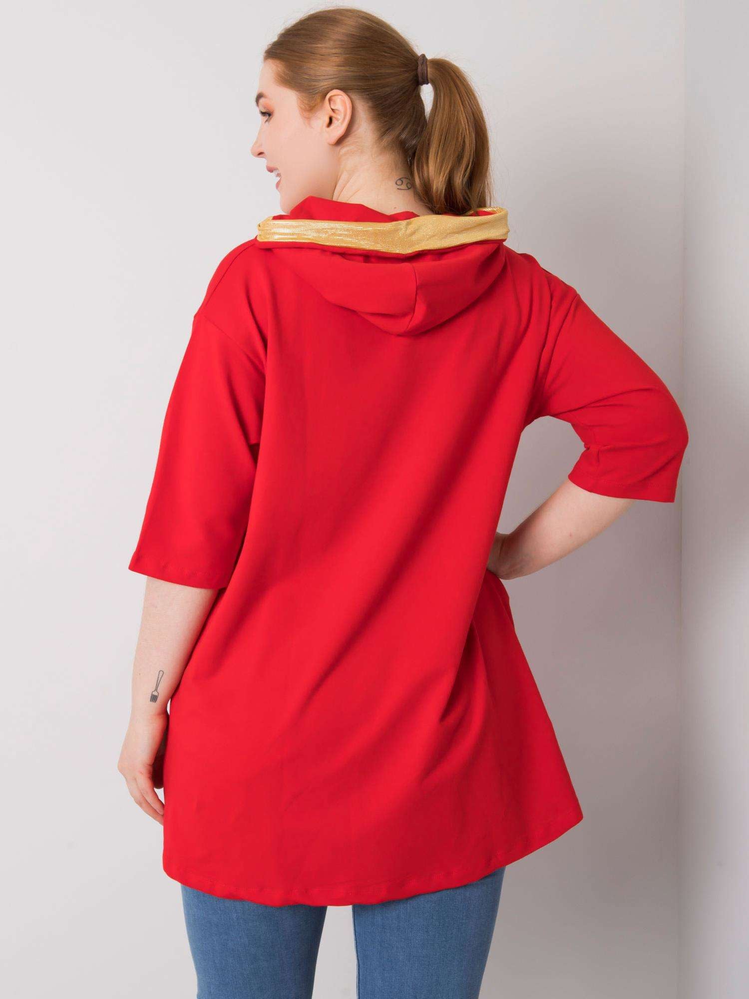 Czerwona damska bluza plus size rozpinana