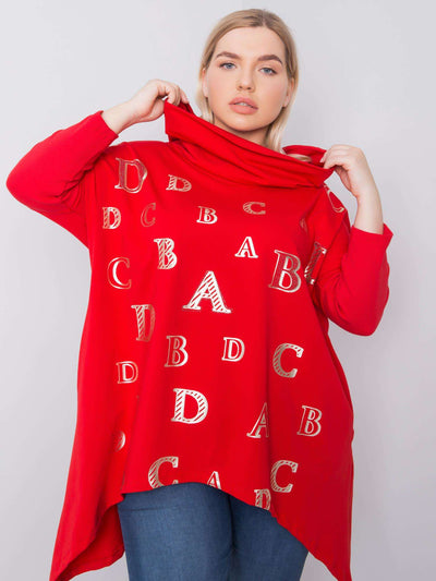 Czerwona bluza plus size z nadrukiem
