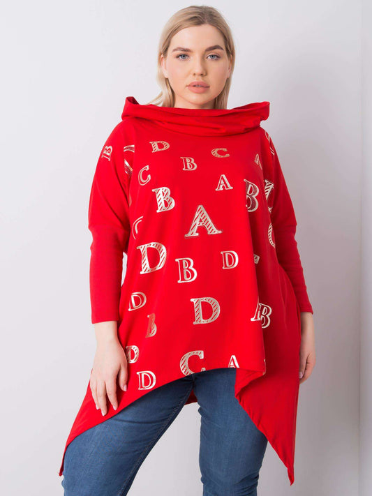 Czerwona bluza plus size z nadrukiem