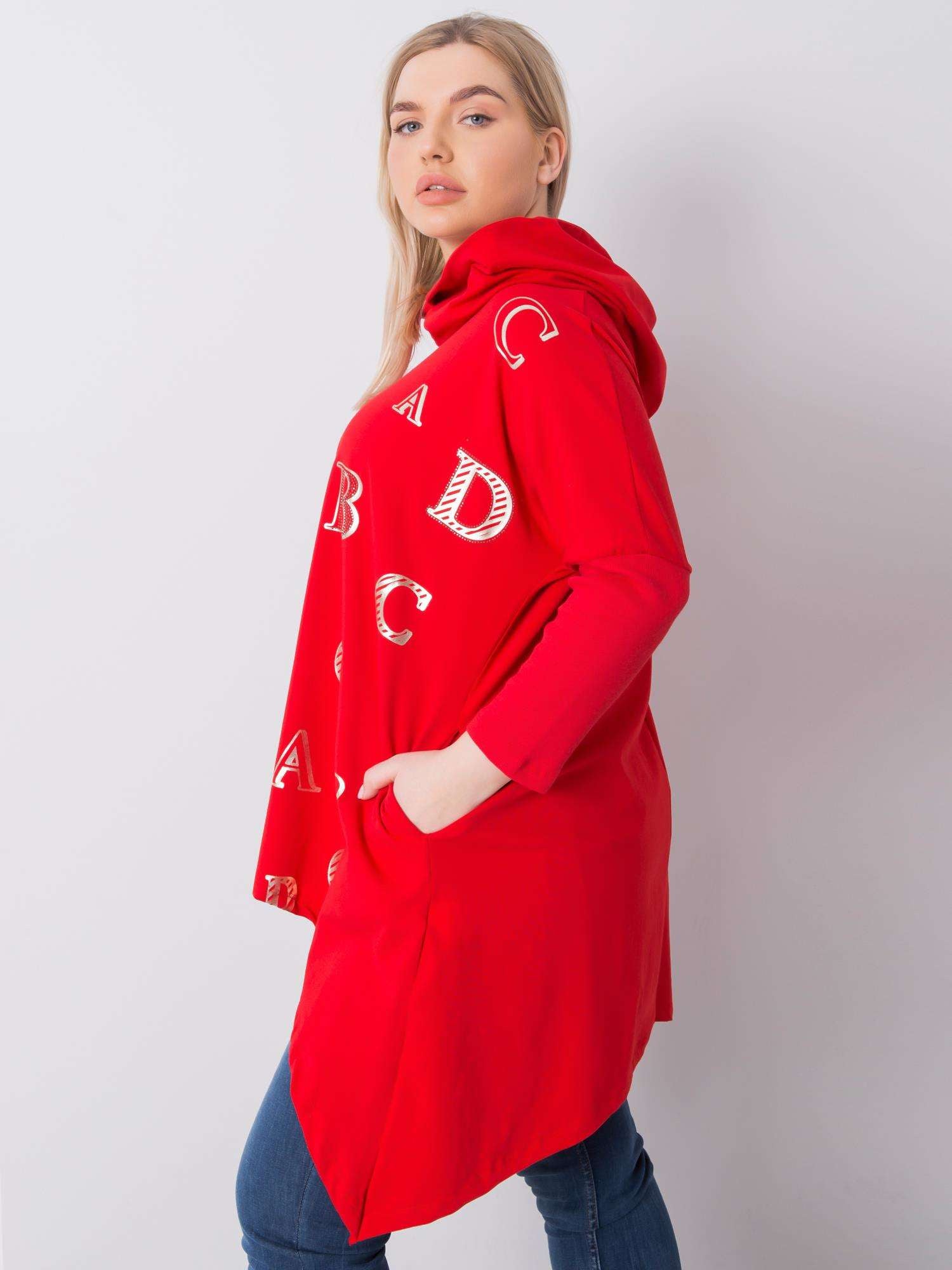 Czerwona bluza plus size z nadrukiem