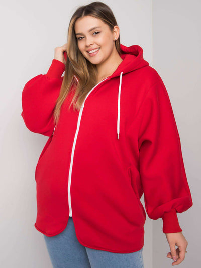 Czerwona bluza plus size z kieszeniami