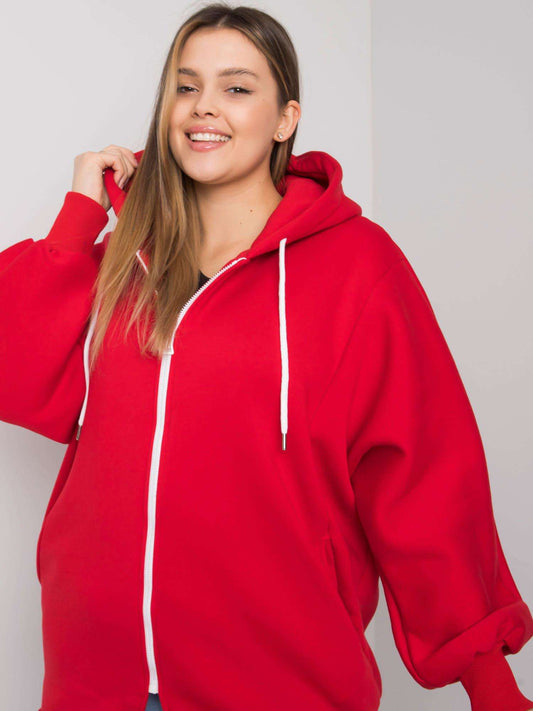 Czerwona bluza plus size z kieszeniami