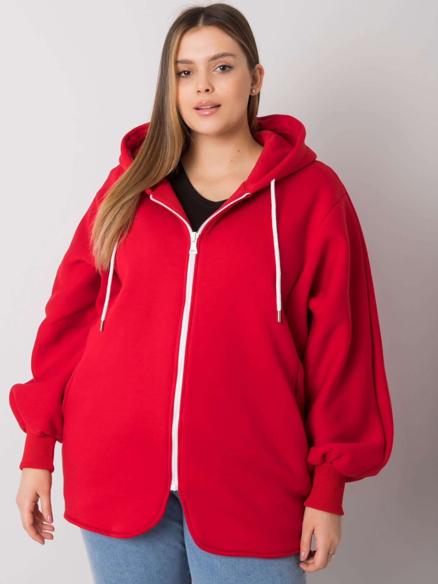 Czerwona bluza plus size z kieszeniami