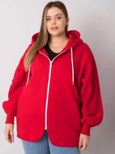 Czerwona bluza plus size z kieszeniami