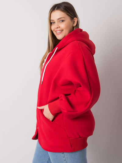 Czerwona bluza plus size z kieszeniami