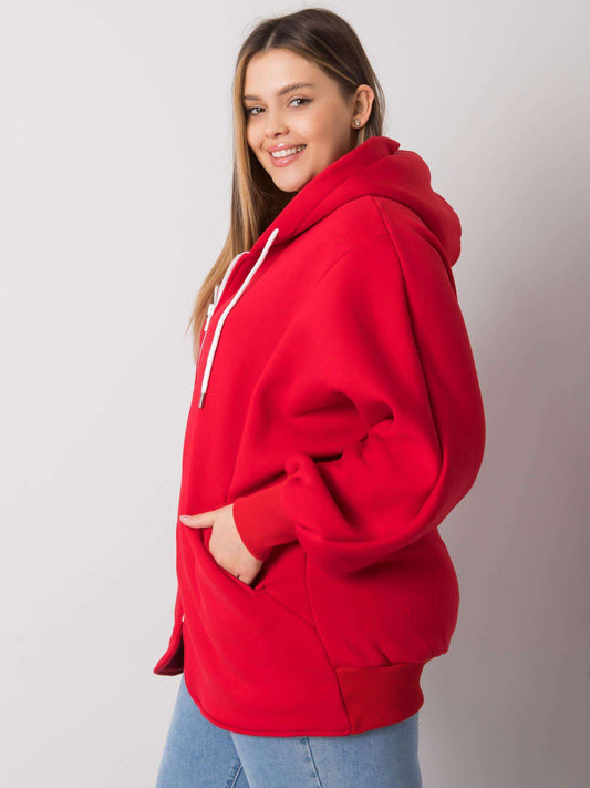 Czerwona bluza plus size z kieszeniami