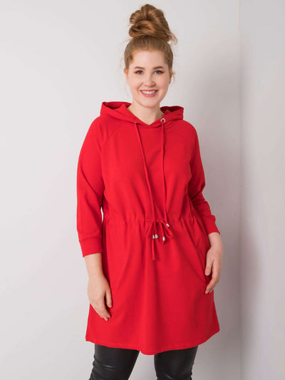 Czerwona długa bluza plus size