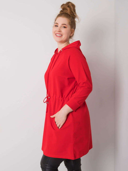 Czerwona długa bluza plus size