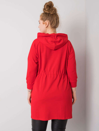 Czerwona długa bluza plus size