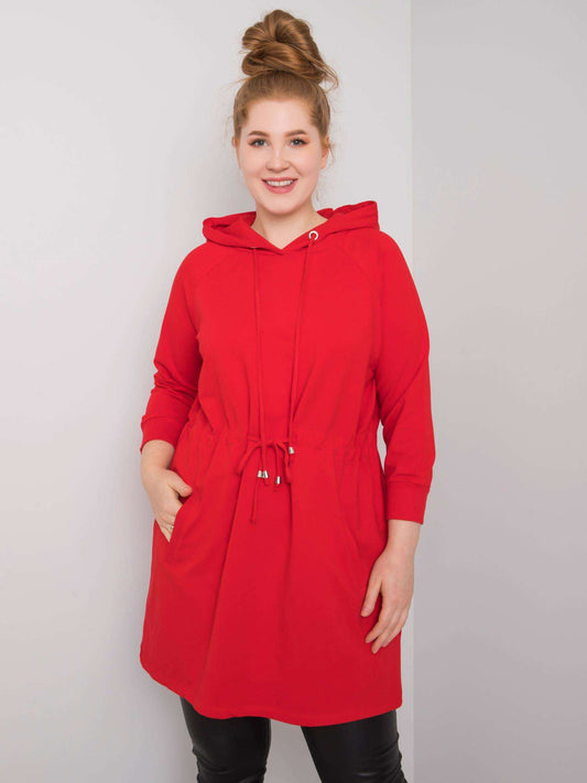 Czerwona długa bluza plus size