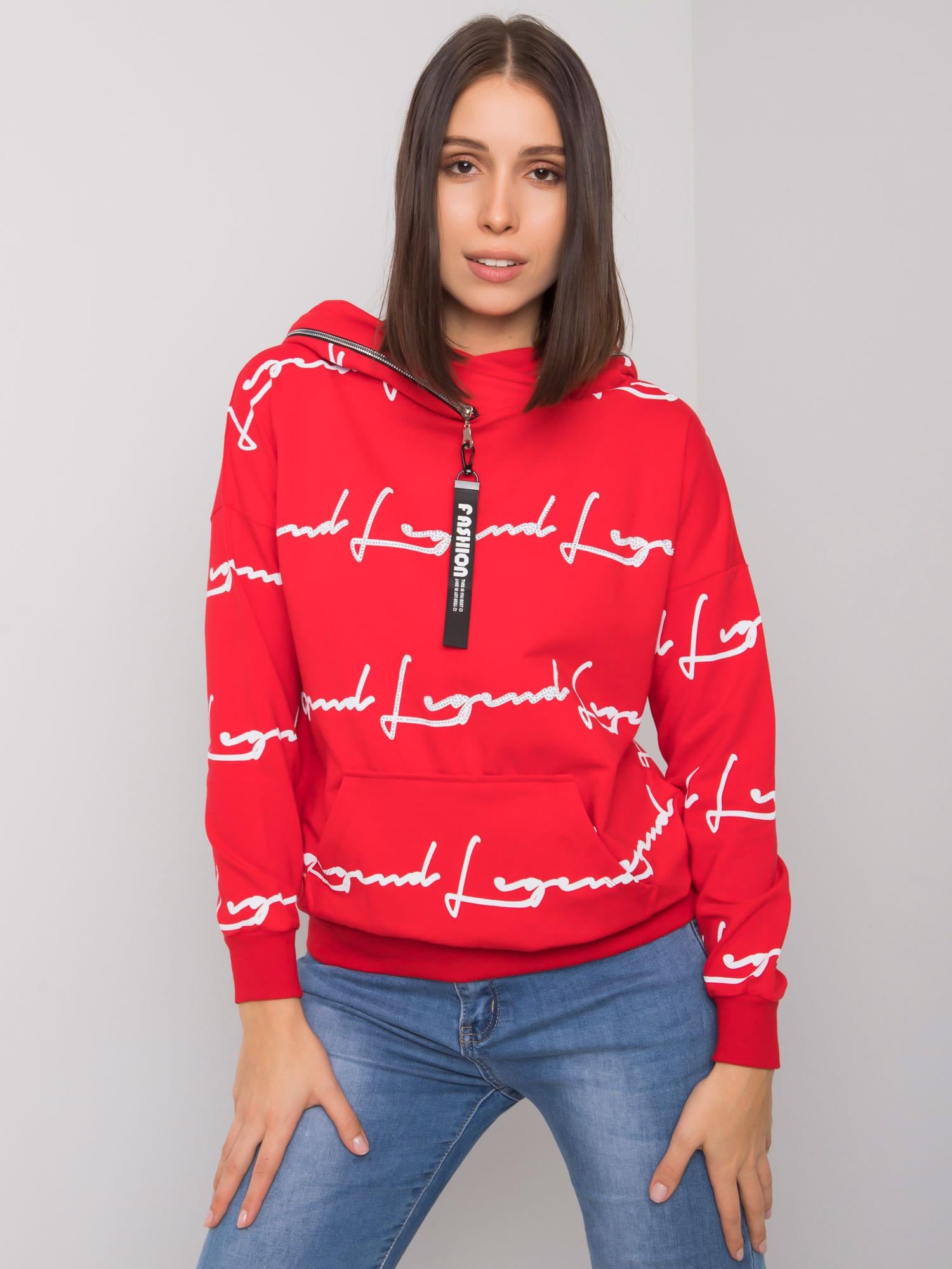 Czerowona bluza plus size z printem