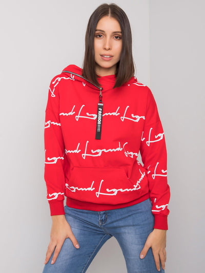 Czerowona bluza plus size z printem