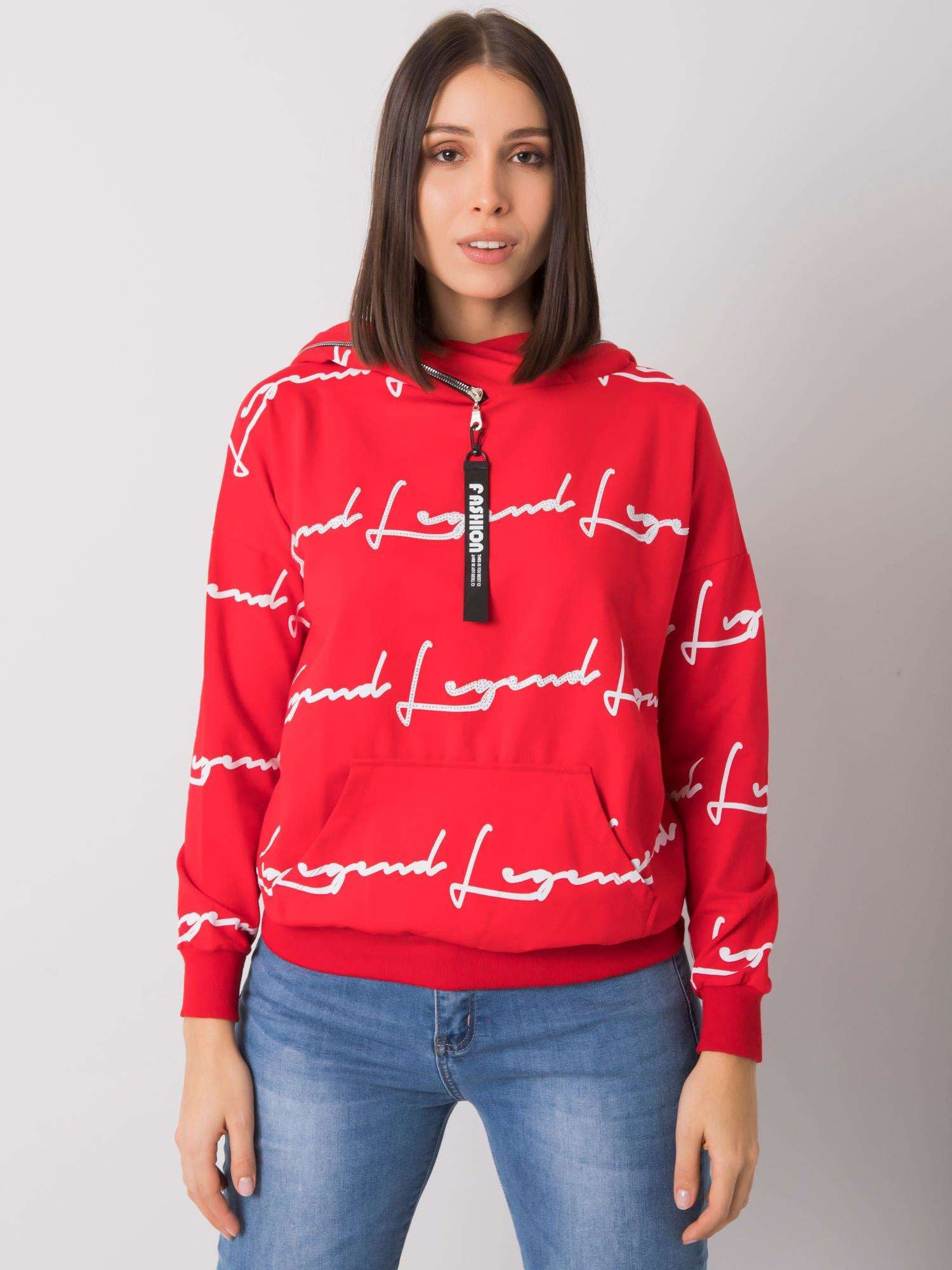 Czerowona bluza plus size z printem