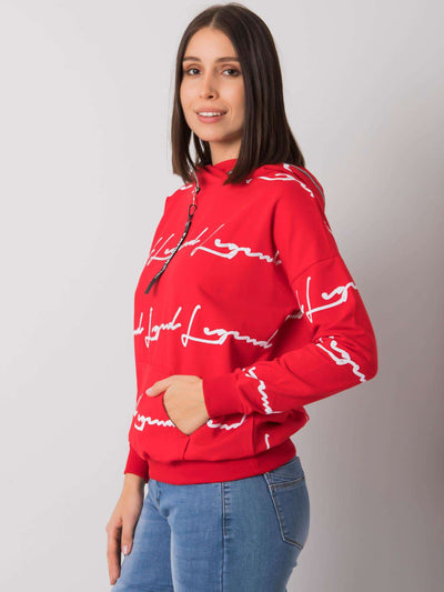 Czerowona bluza plus size z printem