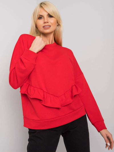 RUE PARIS Czerwona bluza bez kaptura