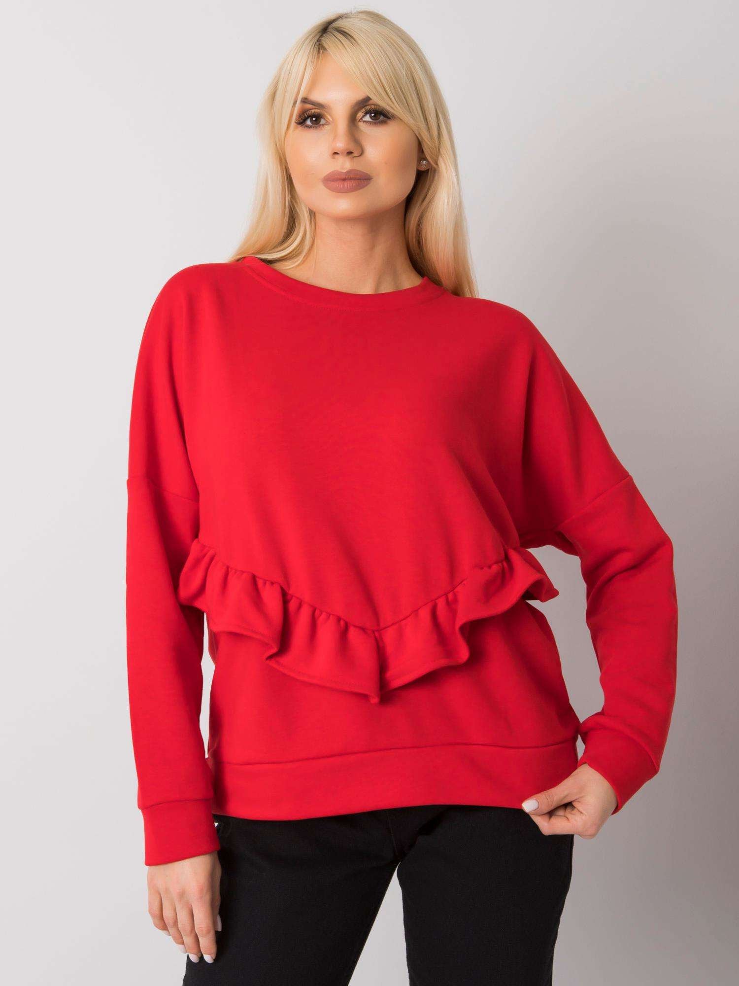 RUE PARIS Czerwona bluza bez kaptura