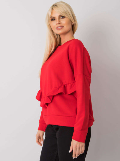 RUE PARIS Czerwona bluza bez kaptura