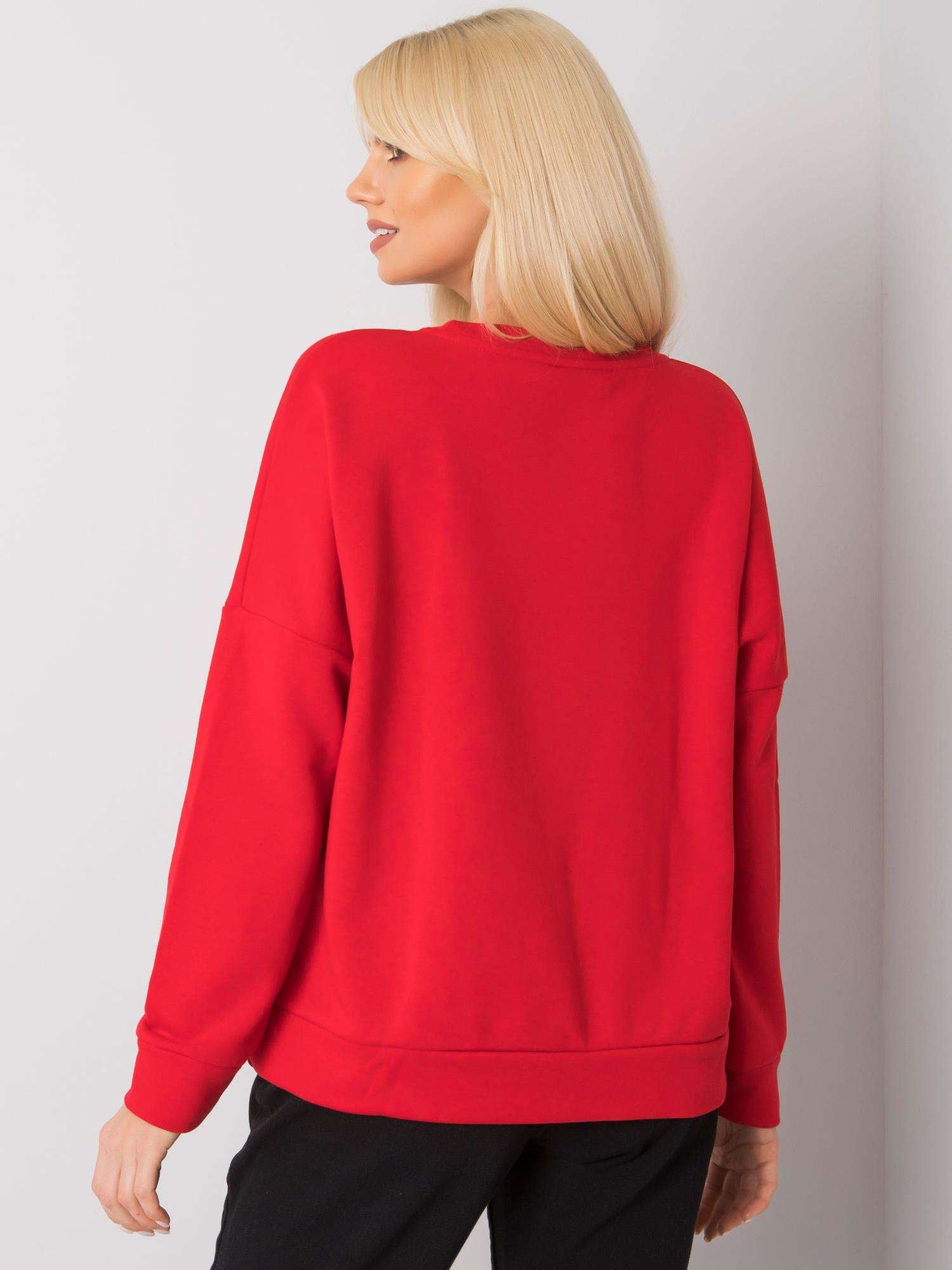 RUE PARIS Czerwona bluza bez kaptura
