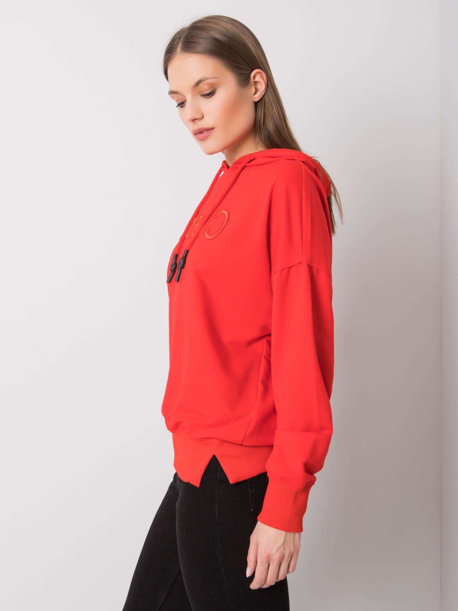 Czerwona bluza damska z kapturem