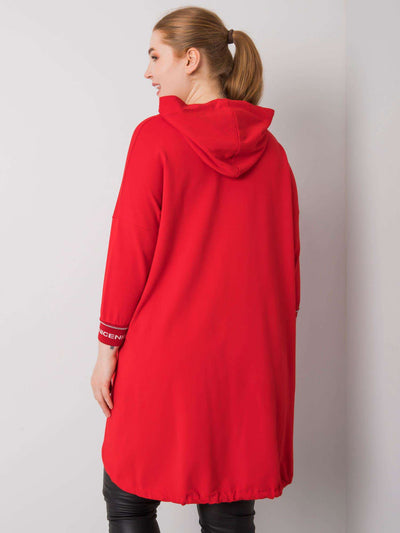 Czerwona bluza damska plus size z kieszenią
