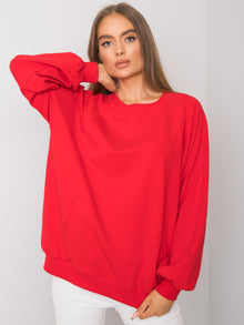 RUE PARIS Czerwona bawełniana bluza bez kaptura