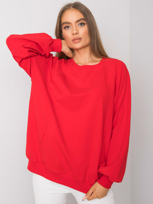 RUE PARIS Czerwona bawełniana bluza bez kaptura