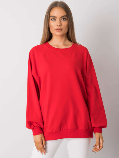 RUE PARIS Czerwona bawełniana bluza bez kaptura