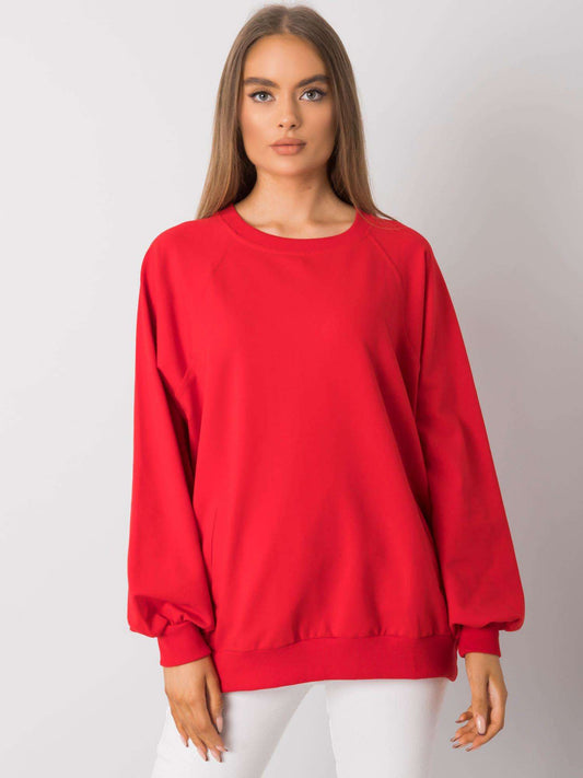 RUE PARIS Czerwona bawełniana bluza bez kaptura
