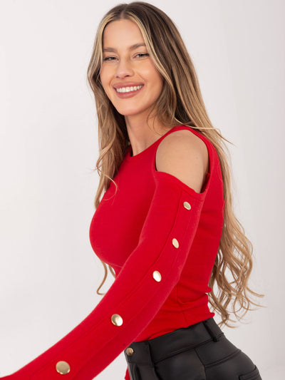 Czerwona bluzka z wycięciami