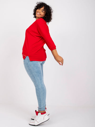 Czerwona bluzka plus size z printem