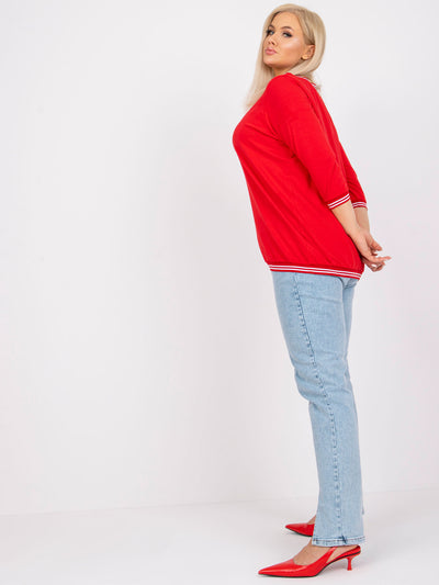 Czerwona bluzka plus size ze ściągaczami