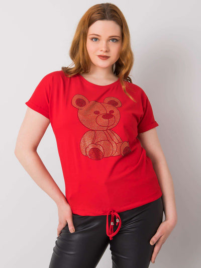 Czerwona bluzka plus size z troczkami