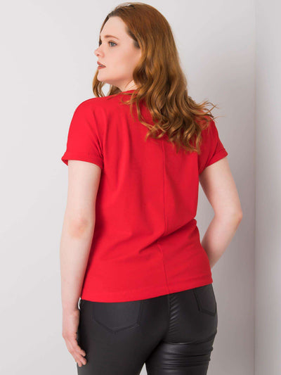Czerwona bluzka plus size z troczkami