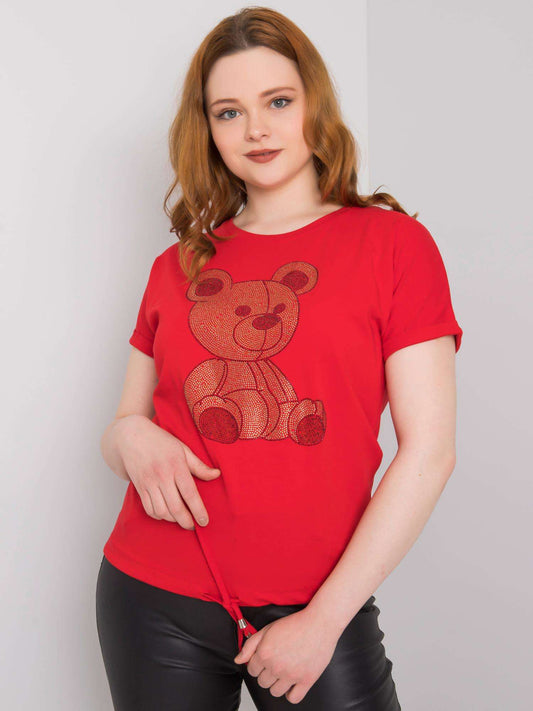 Czerwona bluzka plus size z troczkami