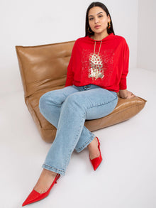 Czerwona bluzka plus size z bawełny