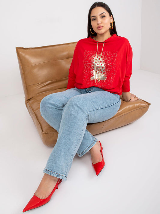 Czerwona bluzka plus size z bawełny