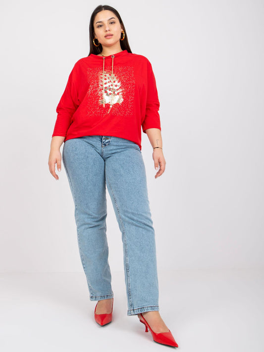Czerwona bluzka plus size z bawełny